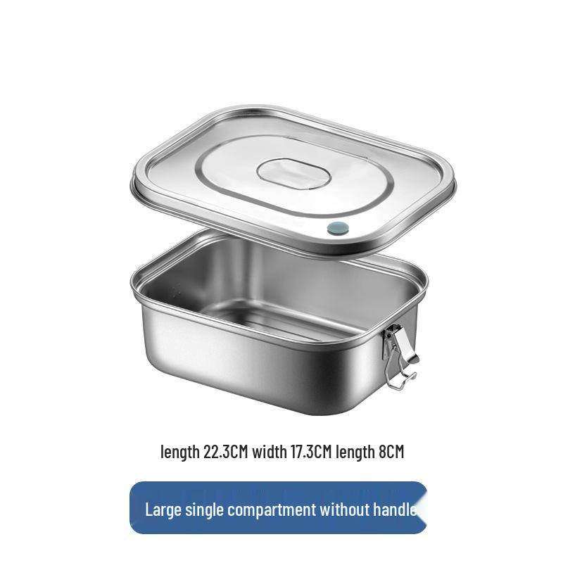 304 Stainless Steel Bento Lunch Box with Lid & Handle - Portable, Sealed Meal Container for Students & Office Workers