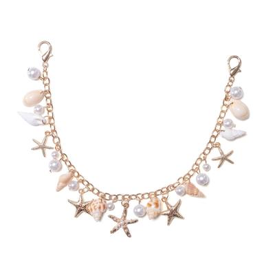 Lightweight Bag Accessory Shell Starfish Imitation Pearls Key Ring For Purse Or Phone Handmade Purse Accessories