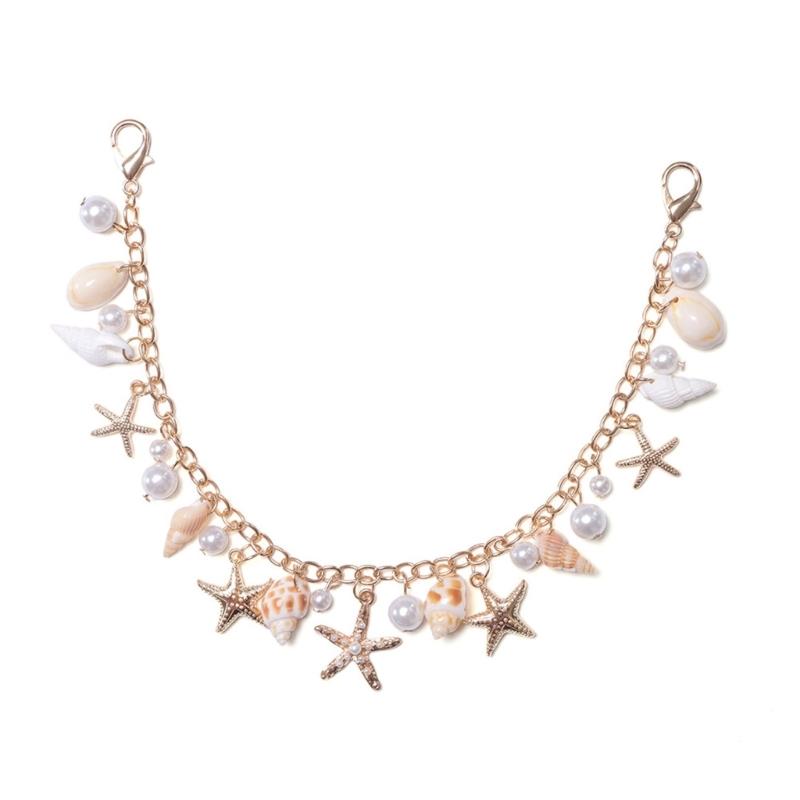 

Trendy Oceanic Theme Purse Accessory Starfish Conch Shell Keyring For Gifting Bohemian Style Pants Chain 1