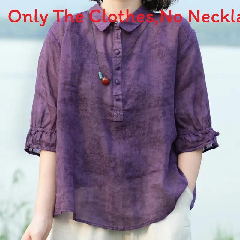 Vintage Floral Print Polo Neck Shirt For Women Summer Casual Loose Fit Blouse