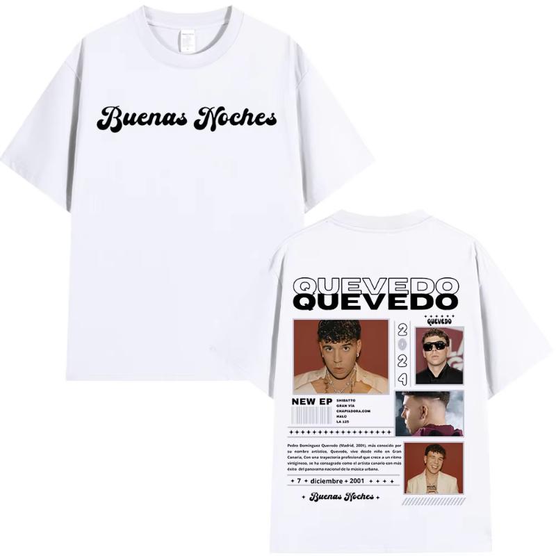 Rapper Quevedo Buenas Noches Tour 2025 T Shirt Unisex Women High Quality Tshirts Oversized Cotton Tshirt Streetwear Short Sleeve