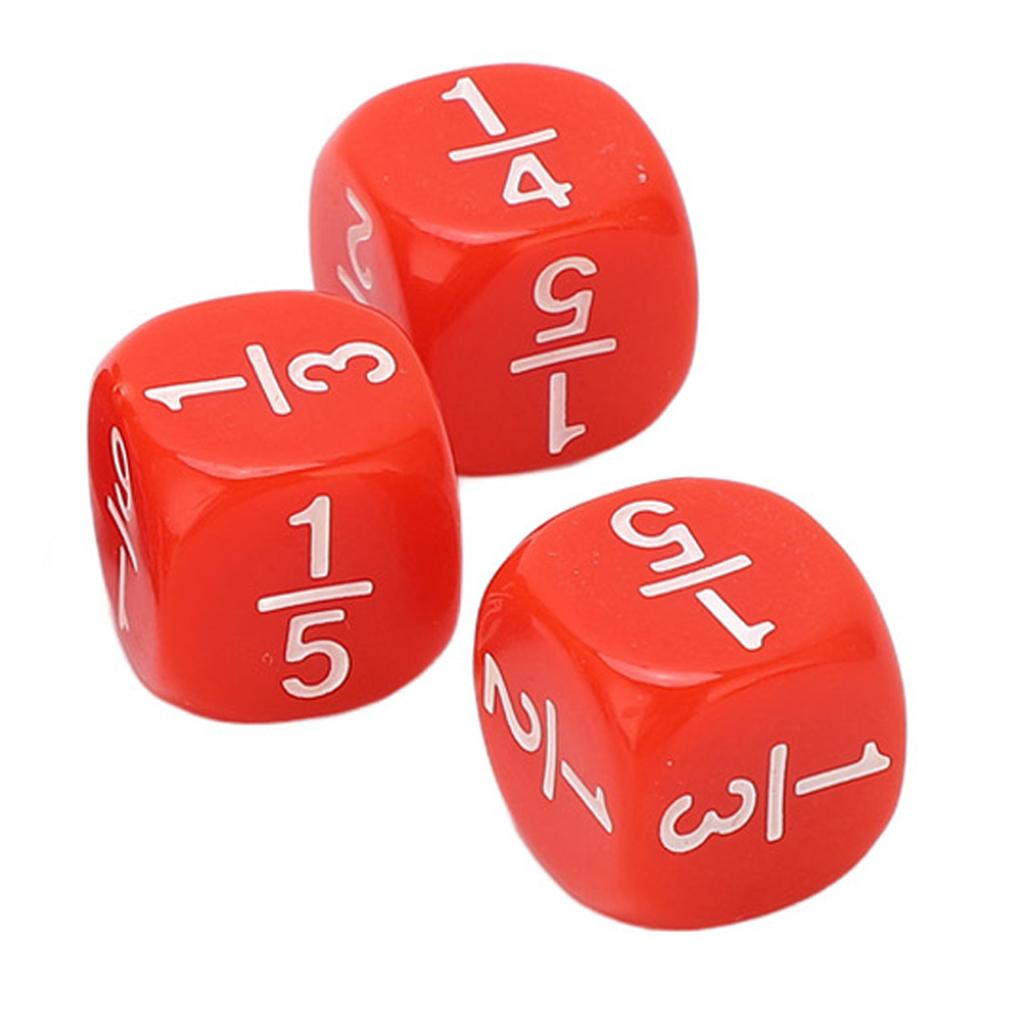 20Pcs Fraction Dice Class Set Plastic 6 Sided Multi Faceted Table Game Accessories for Kids Math Practice