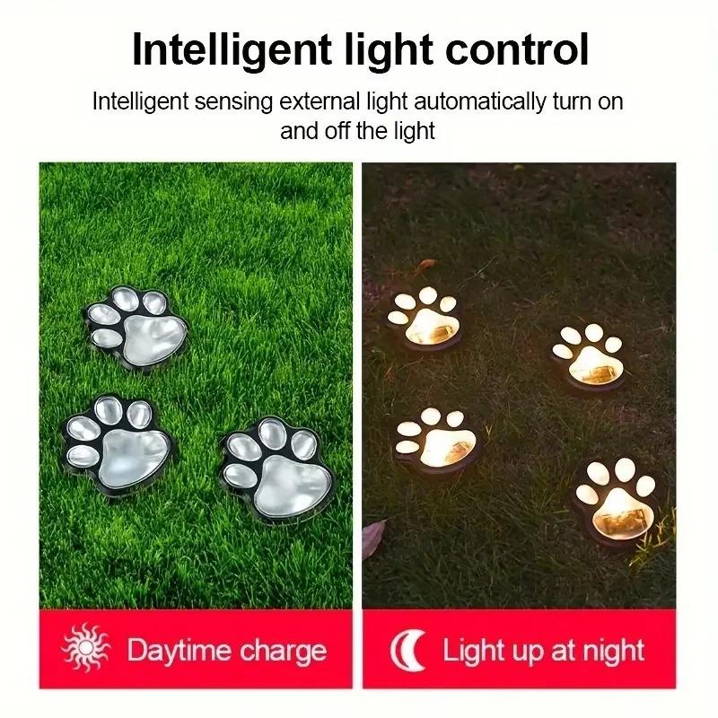 Solar Solar Cat-claw Lamp Outdoor Waterproof LED Pathway Markers for Garden Patio Lawn Camping Creative Animal Paw Decor Automatic Night Light