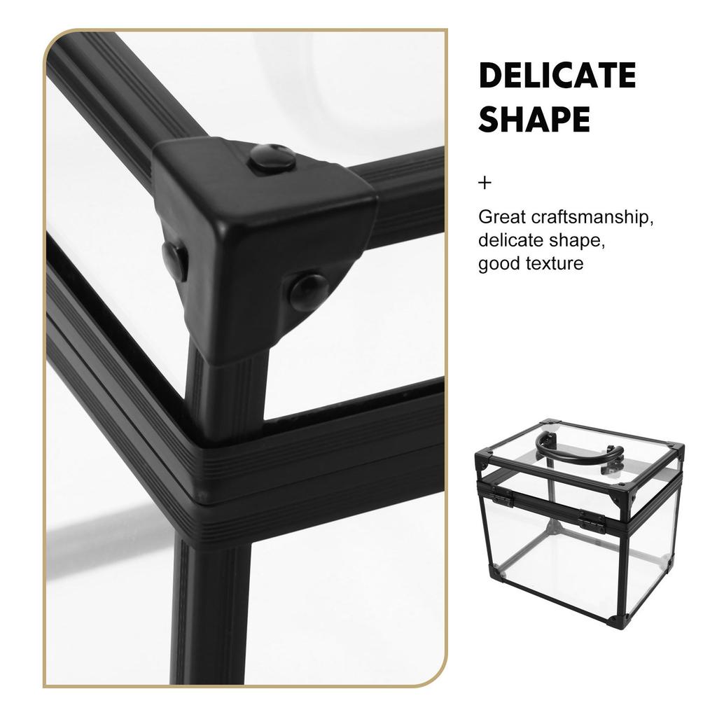 Vinyl Record Storage Box with Carry Handle Acrylic Album Organizer Case for Dust Free Display and Transport in Living Room Study