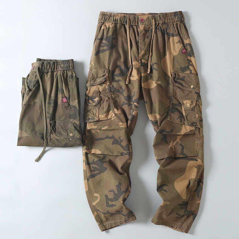 Export Goods Autumn American-Style Casual Cool Pure Cotton Straight-Leg Pants for Men, Fashionable Camouflage Versatile Multi-Pocket Cargo Pants