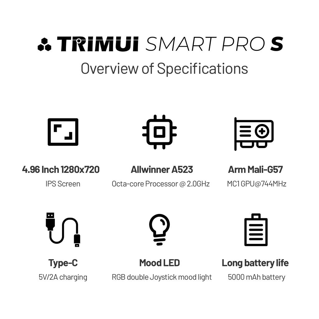 Trimui Smart Pro S Handheld Game Console Linux System TMR Joystick RGB Lighting Ambient LED 5000mAh Retro Video Game Player New
