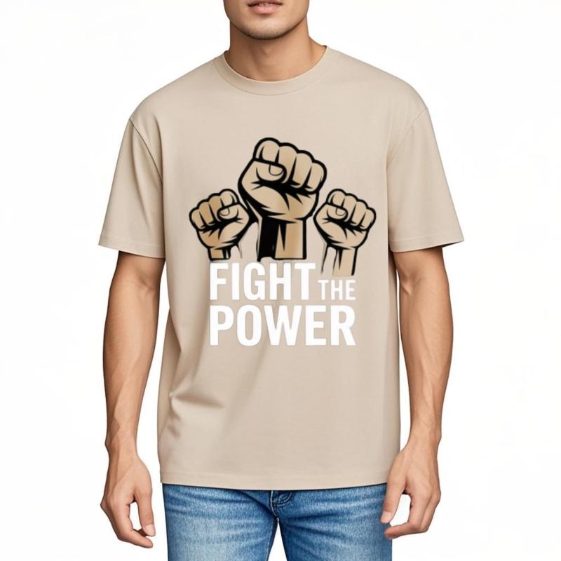 Atmungsaktives Jungen Sommer T-Shirt Vintage Fight The Power Fäuste erhoben Hiphop Für ihn T-Shirt Oversized T-Shirt Alltags-T-Shirt