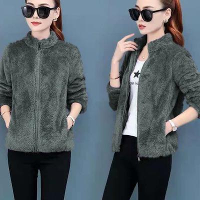 Casaco de lã feminino inverno quente engrossar jaqueta dupla face usar veludo coral lã casacos polar lã casacos