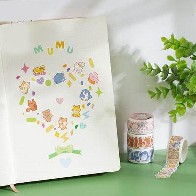 100 PCS Cute Cartoon Animal Washi Masking Tapes for Scrapbooking Planners DIY Crafts Material Decoration