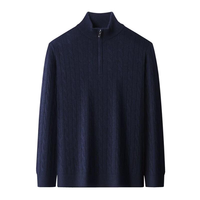 Hengyuanxiang Men's Pure Cashmere Mock Neck Sweater