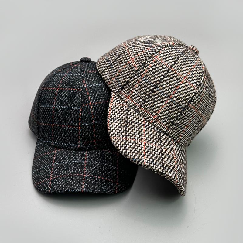 Versatile Color Block Star Baseball Caps Autumn And Winter New Men Womencotton Fashion Casual British Style Check Warm Colorful