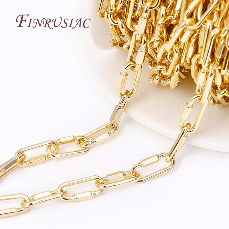 DIY Jewelry Making Chains Multi Styles 14K Gold Plated Brass Metal Thick Wide Big Chains For Making Necklace Accessories