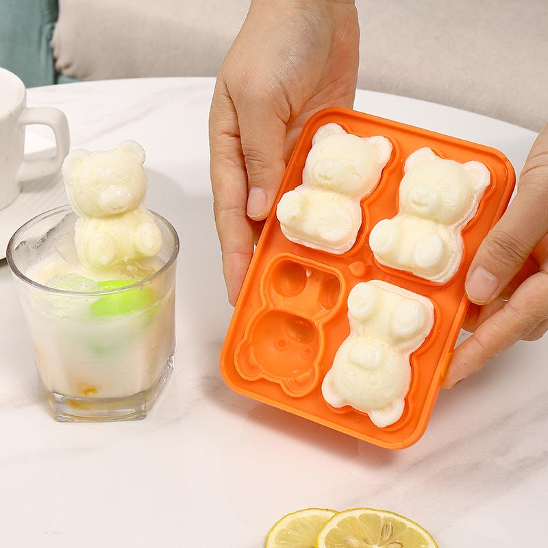 Silicone Ice Cube Molds - 4 Bear Shape for Homemade Ice Cream and Ice Balls