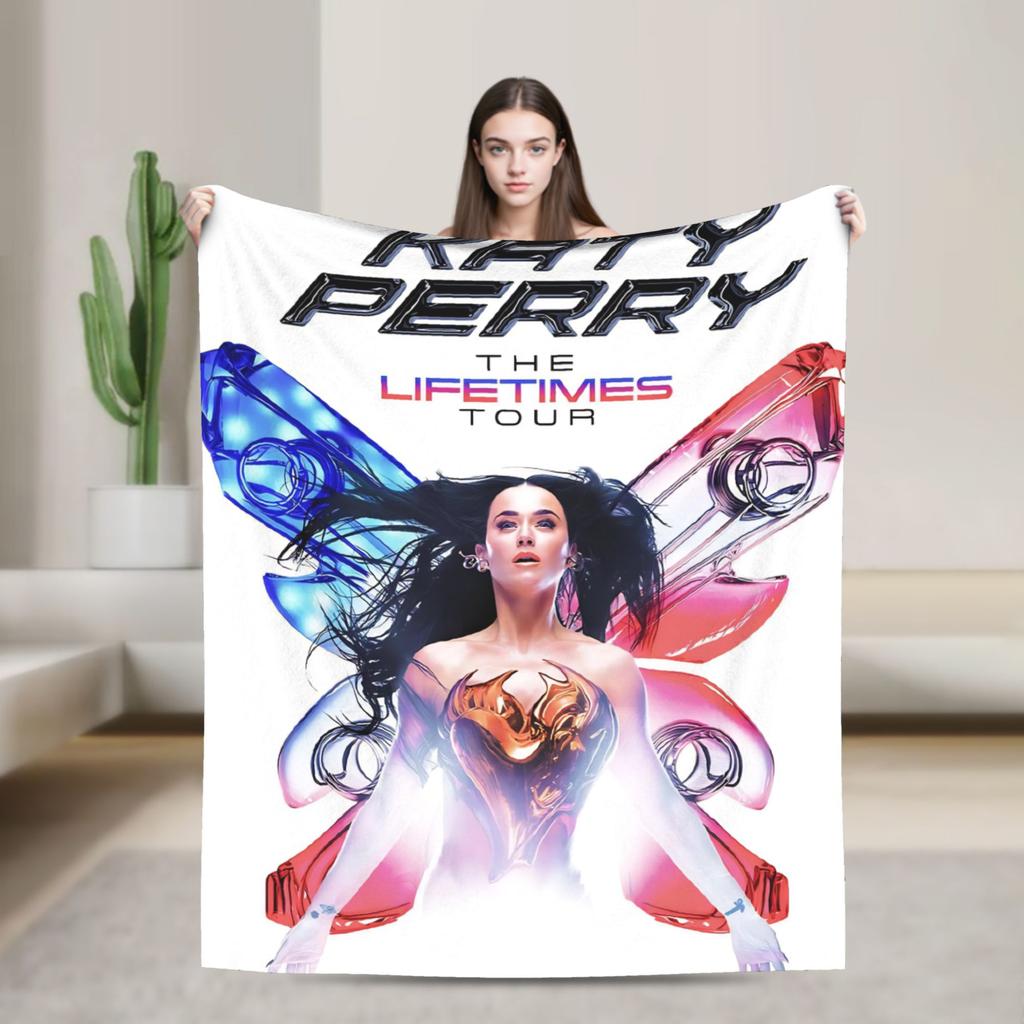Perry Tour 2025  Katy Butterfly Blanket  Super Warm Street Trend Plush Throw Blanket For Outdoor Flannel Bedspread Bed Cover