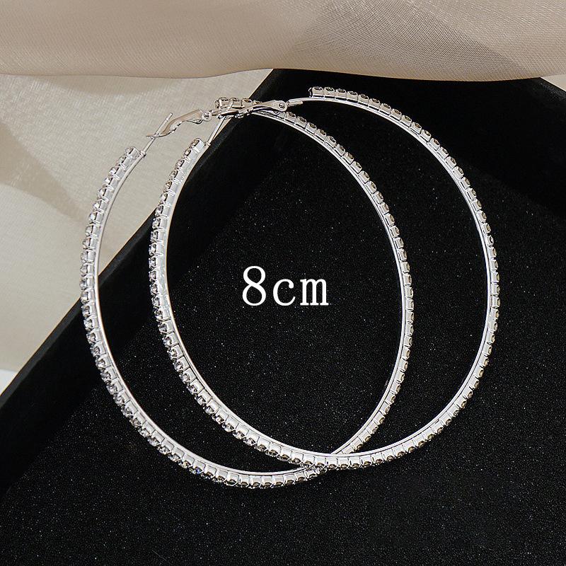 Exaggerated Shiny Crystal Rhine Women's Big Round Earrings exquisite luxury women's Earrings Jewelry Gift