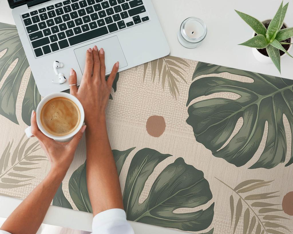 Anti-slip Mat for Mouse and Keyboard Tropical Leaves 120X60 Cm