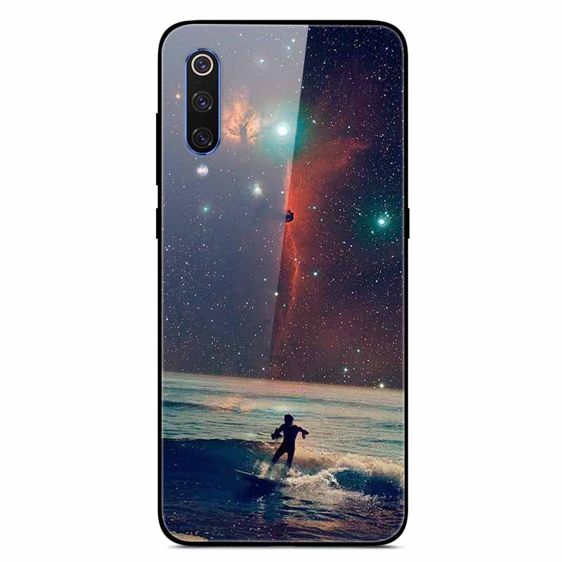 For Xiaomi Mi A3 Cases Luxury Tempered Glass Space Phone Covers for Xiaomi MI 9 Lite Case 9lite MiA3 Hard Back Shell Protective