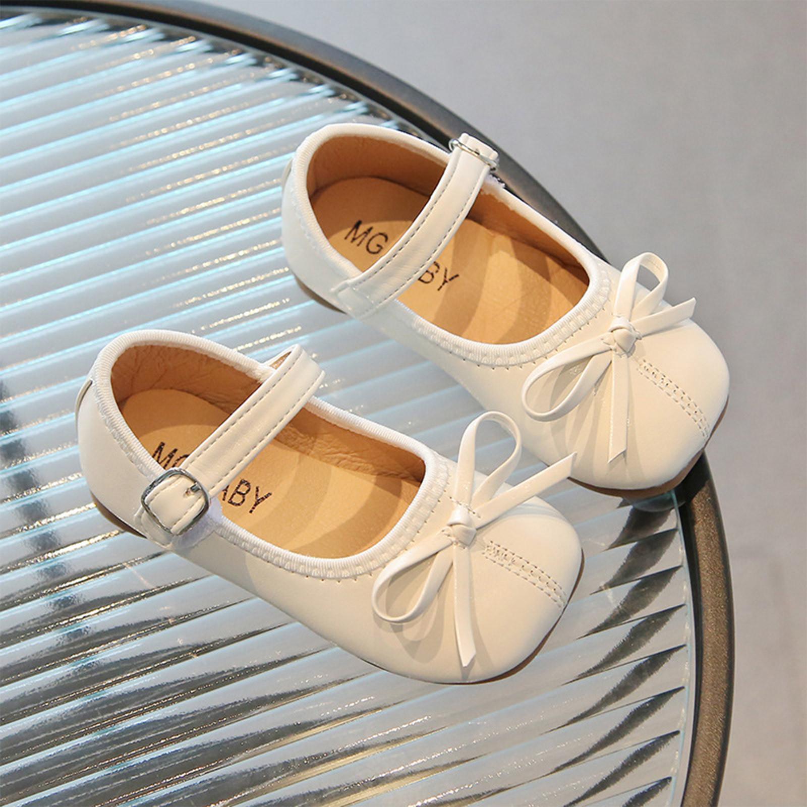 

Туфли принцессы с бантом для девочек Весенняя модная обувь для маленьких девочек Мягкая подошва Маленькие кожаные туфли Бабушкины туфли 21 бежевый