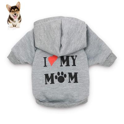 Dog Clothes I Love My Mom Printed Hoodie Puppy Sweatshirt Warm Puppy Clothes Hoodie