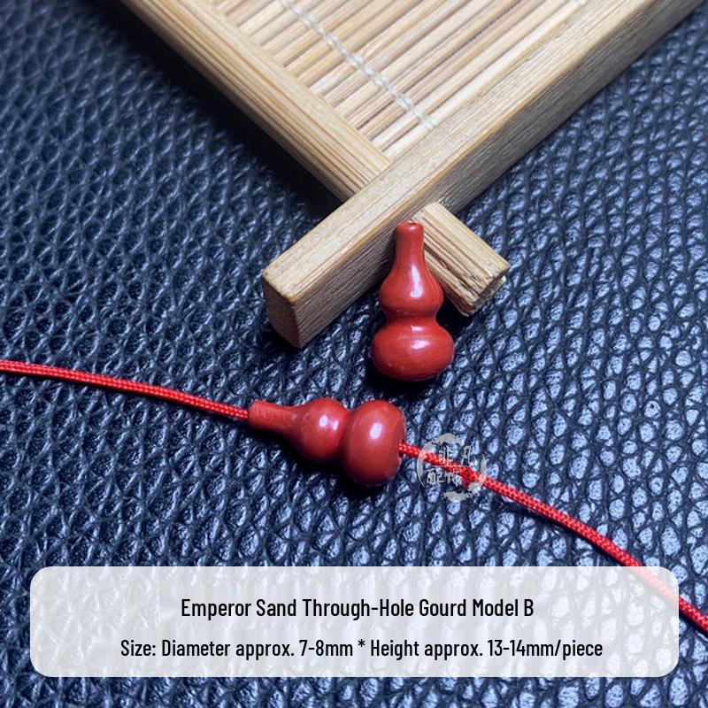 Cinnabar Imperial Sand Ruyi Pattern Holeless Gourd Beads Bracelet & Keychain DIY Accessories
