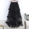 Mushroom Edge Irregular Mesh Midi Tulle Skirt - High Waist Puffy Swing Fairy Skirt