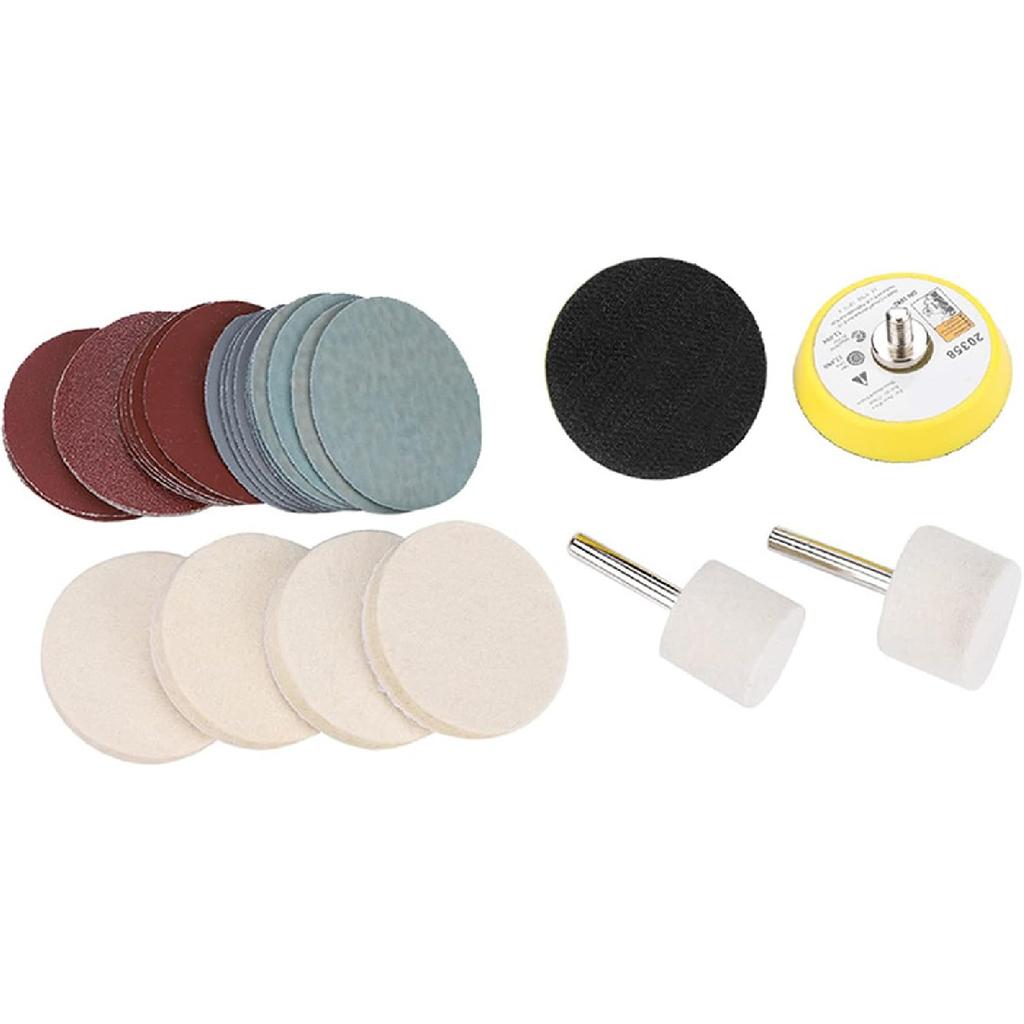 Glass Polishing Kit, Glass and Windshield Polishing DIY Kit, Sanding Paper Scratch Removal Set Ceric Dioxide Abrasive Discs Polish Pad Felt