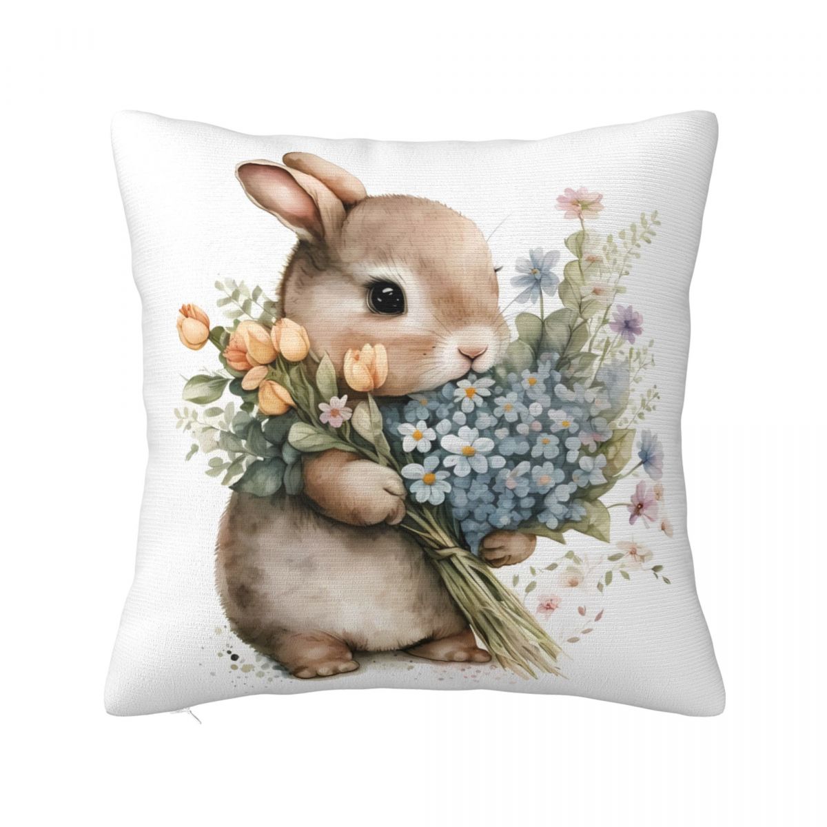 

Kawaii Easter Rabbit Pillow Cover Flower Cushion Cover Graphic Pillow Case Morden Pillowcases For Sofa Bedroom Home Decor 12x12Inch