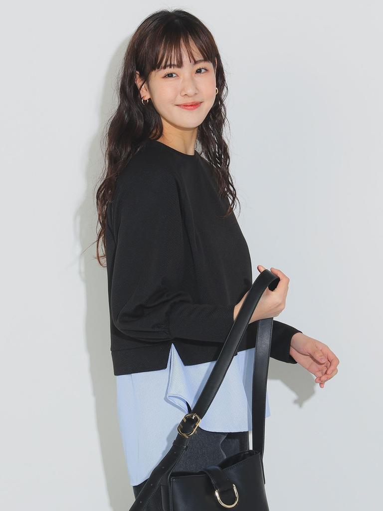 TEE Sakariba X Shirt Docking Cut and Sew BLACK ONE SIZE [Beams Heart] L/S Women's