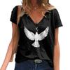 Summer V-neck 3D Pigeon Printed Top Fashionable Casual Short Sleeved Women's T-shirts