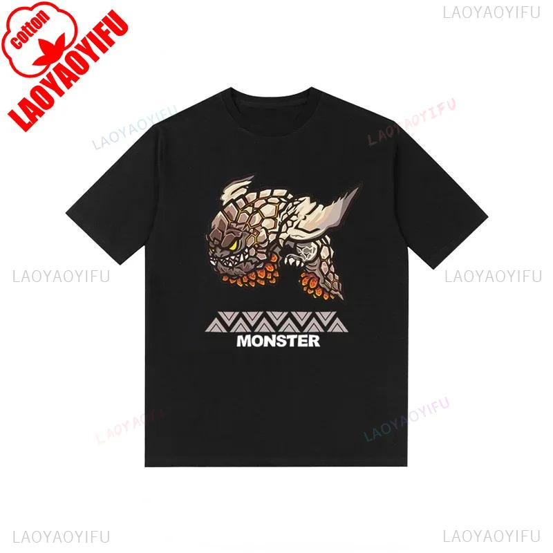 Monster Hunter Tshirt Funny Game Fans Cartoon Tops Cotton Korea Style Short Sleeve T Shirt Casual Hipster Streetwear Man Tees