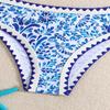 2025 Blue & White Porcelain Print Girls' Swimsuit - Holiday Beach Bikini Swimwear