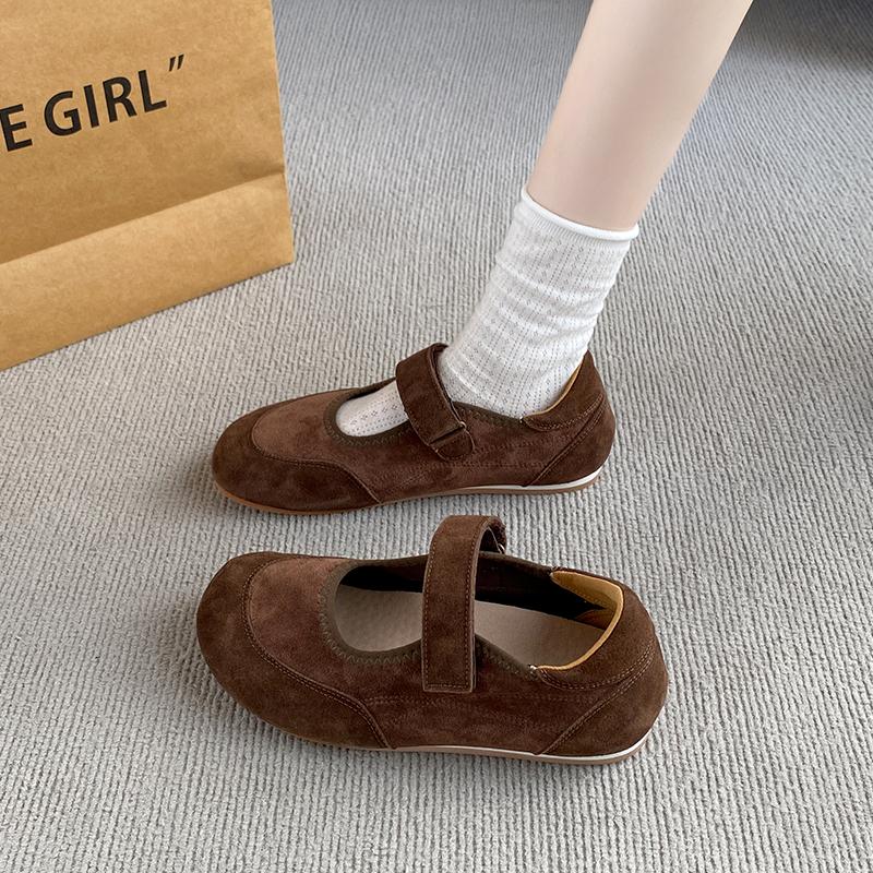 

Новые женские балетки Мэри Джейн с регулируемыми застежками-липучками - Дышащие слипоны для повседневной носки с нескользящей подошвой 42 кофейный