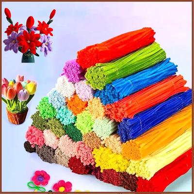 DIY Handmade Plush Strips 100pcs Chenille Stems Strips Twist Bar Anvil Wire Craft Pipe  Children Plush Stick Chenille Sticks