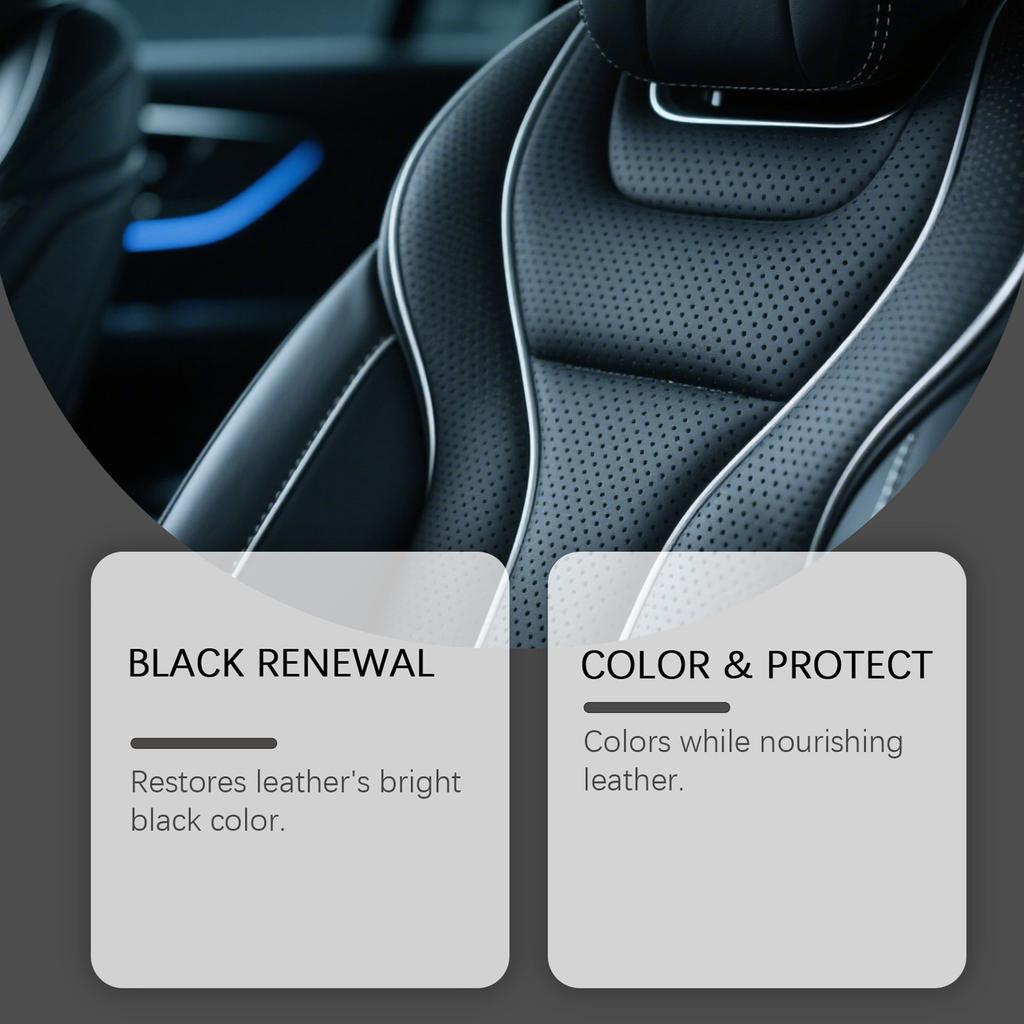 Black Leather Dye Kit for Scratches Sofa Seat Repair Restore Shine Color Care Black