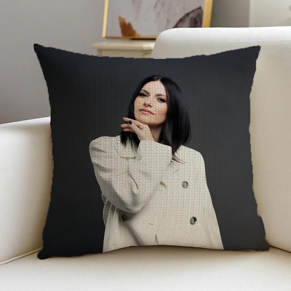 L-Laura Pausini Cushion Cover Cushion Cover Pillowcase, Anti-Mite Invisible Zipper, Linen Sofa Cushion
