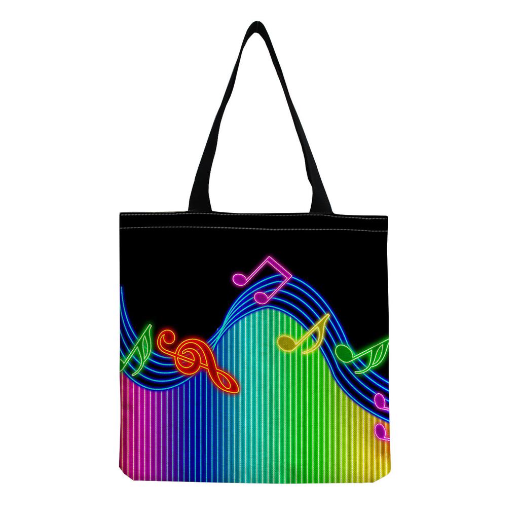 Sac Cabas Vintage en Lin pour Femme - Grande Capacité Sac à Bandoulière Imprimé Piano pour Usage Quotidien & Courses KTB