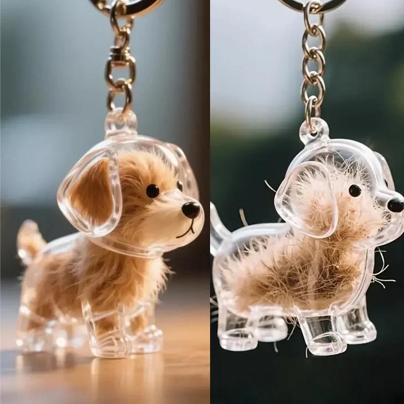 Dog Hair Storage Box Keyring Puppy Hair Memorial Keepsake Capsule Pet's Dog Fur Container Transparent Capsule Keychain Souvenirs