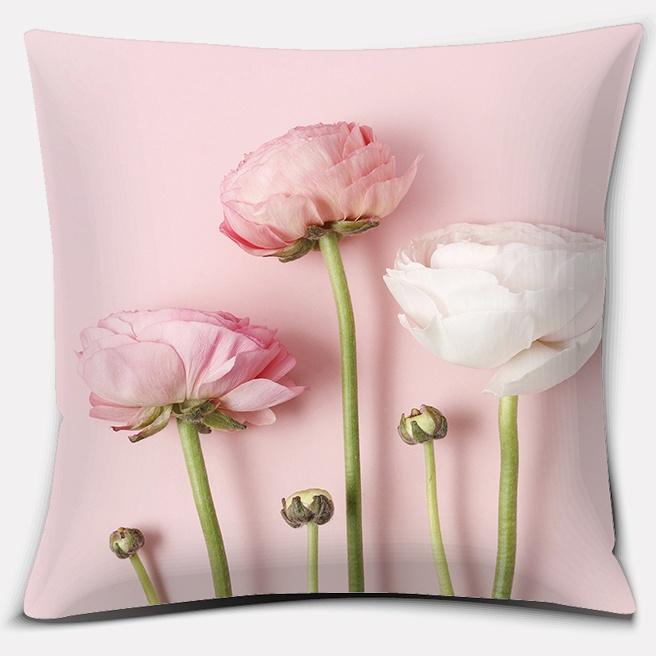 Modern Pink Flowers Series Pillow Gift Home Office Decoration Bedroom Sofa Car Cushion Cover