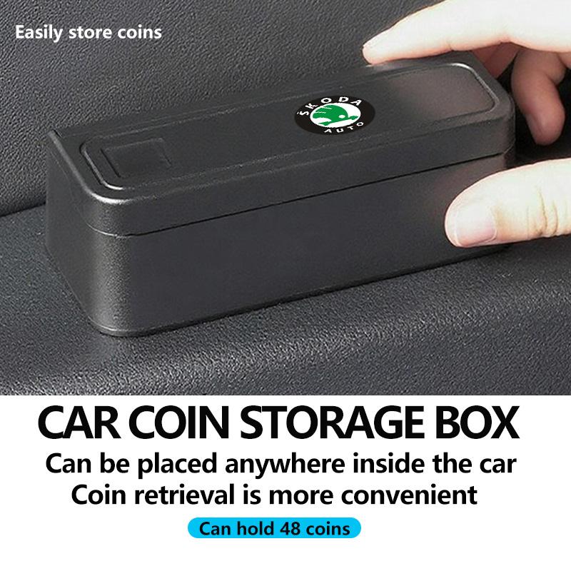 AAAAN1 Größere Kapazität Auto Münzaufbewahrungsbox Münzorganisator Behälter Halter Hülle Für Skoda Fabia 1 2 Octavia a7 RS Superb Rapid Yeti