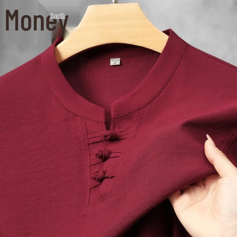 Men's Chinese Style Linen Blend Short Sleeve T-Shirt