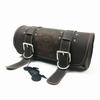 Motorcycle Fork Bag Leather Cruiser Tool Roll Barrel Bag Fork Barrel Shape Handlebar Black Saddlebags Storage