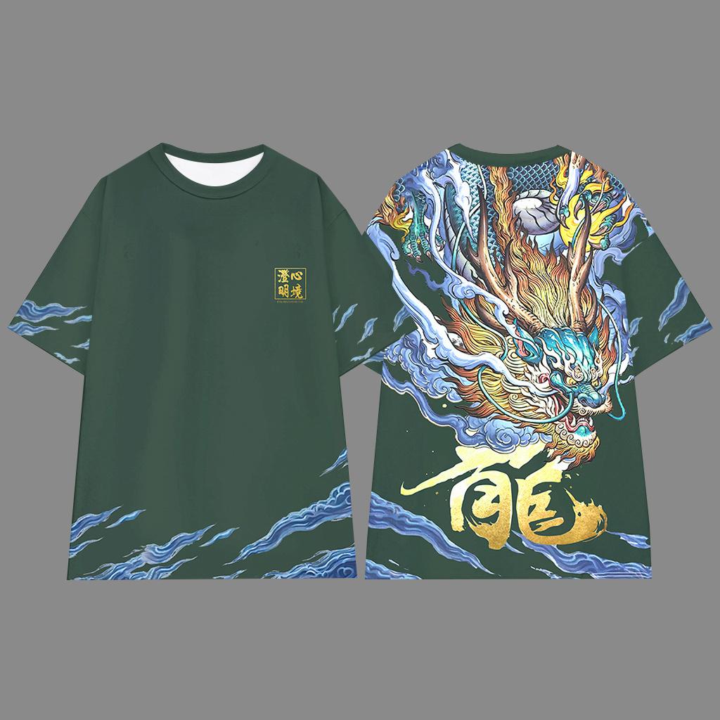 New Fashion Men's T-Shirt 3d Dragon Print Oversized T-Shirt For Men Street Trend Man Clothing Loose Casual Short Sleeve Top 2024