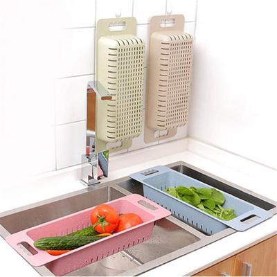 Sink Strainer Drain Fruit Vegetable Drainer Basket Suction Cup  Rack Storage Kitchen Tools Plastic Filter Shelf Storage Basket