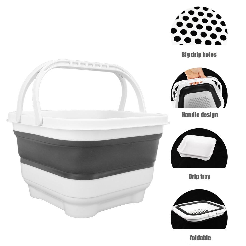 Foldable Bath Toy Organizer 30x28x18cm White+Black with Quick Drain