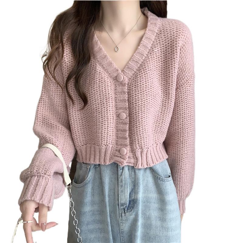 Autumn and Winter New Sweet and Gentle Wind Short Knitted Cardigan Loose Lazy Wind Long Sleeve Women's Coat Versatile Sweater Women