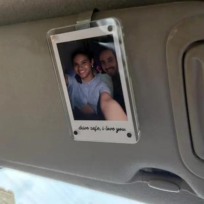 Car Visor Photo Frame Clear Acrylic Photo Holder Clip-on Car Interior Picture Frame Fits Most Visors for Kids Family Photos Couple Keepsake
