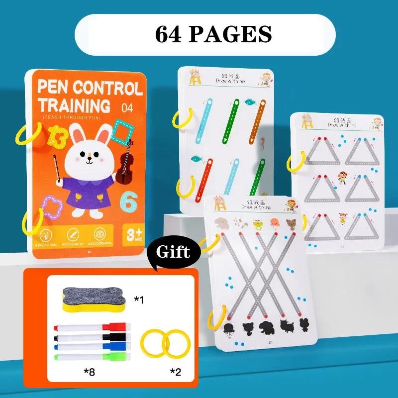Reusable Magical Tracing Drawing Workbook for Kids Pen Control Training Drawing Practice Copybook Early Education Stationery