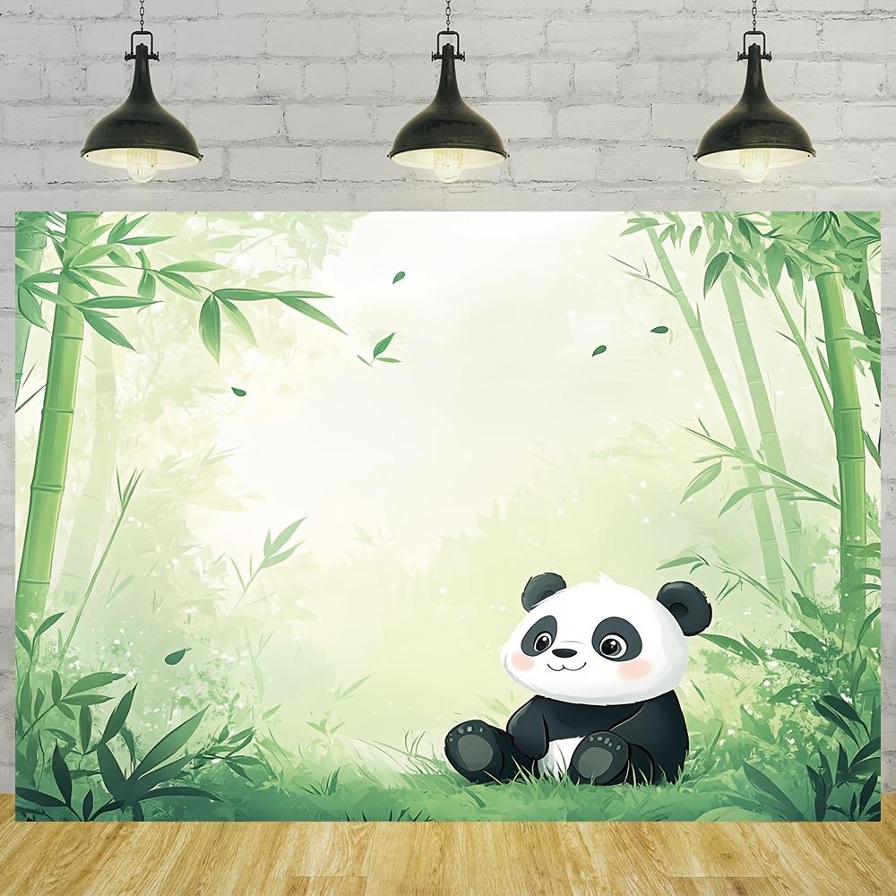 2D Plane 1 Piece of Bamboo Forest Background Banner of Giant Panda 1 Polyester Fiber Suitable for Parties and Celebrations