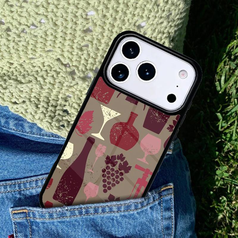 1004 Vintage Wine Pattern Phone Case Cover for IPhone 11 12 13 14 15 16e 17 Pro Max Coque for IPhone 17 Air