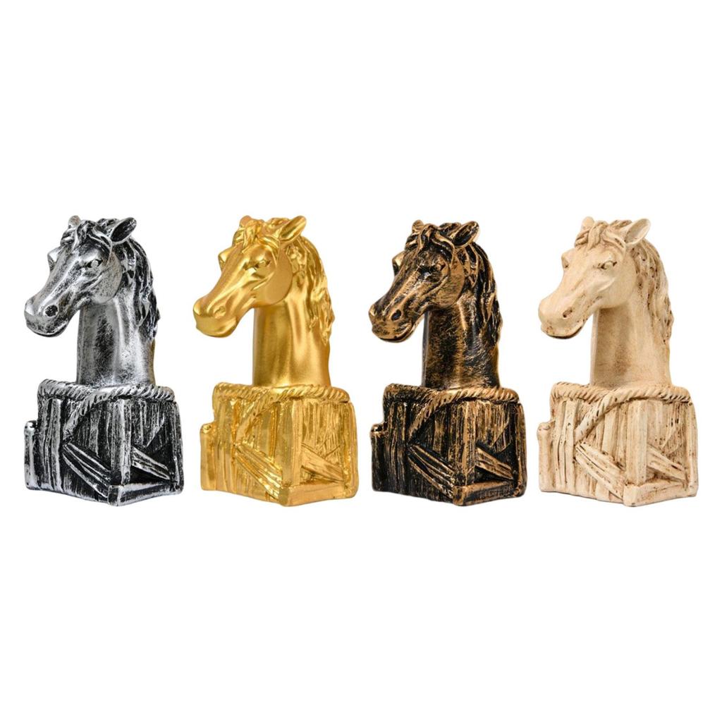 Resin Horse Head Ornament Animal Figurine Elegant Tabletop Sculpture for Office Desktop Aesthetic Room Decoration
